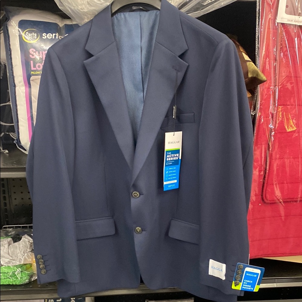 Haggar Blue Sport Coat Classic Notch Lapel